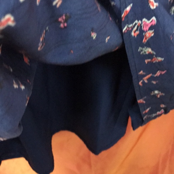 Madewell Silk Dress Size 6 Navy with Abstract Red birds Elastic waist Lined - Picture 6 of 14